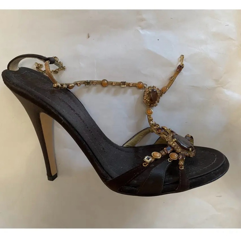 Giuseppe Zanotti Brown and Gold Sandals - Picture 10 of 16